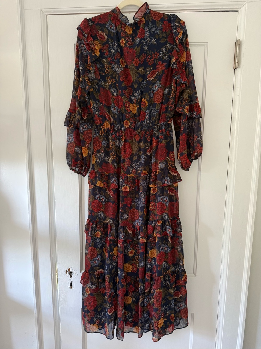 Ralph Lauren Lauren Floral Crinkle Georgette Tiered Dress New with Tags Sz 6 - Picture 8 of 8